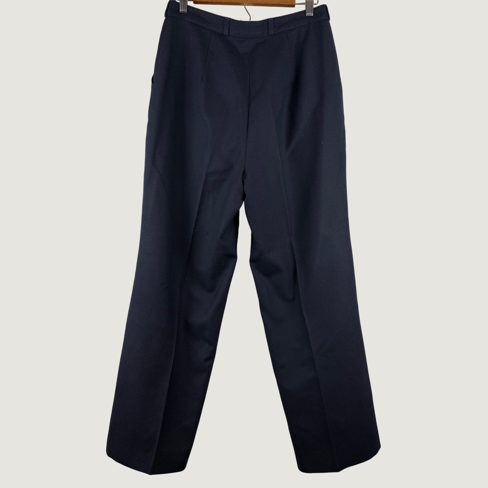 VTG Giorgio Sant Angelo Wool Trousers Women Size 12 Navy Pleats Old Money Luxury